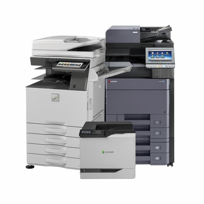 collage4-min Lexmark, Kyocera, and Sharp copiers & printers